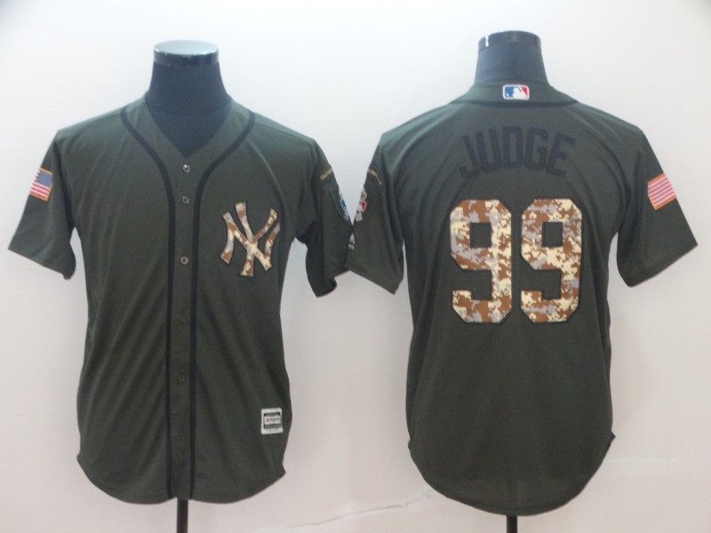 Men's Green New York Yankees #99 Aaron Judge Salute To Service Cool Base Stitched MLB Jersey